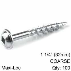 KREG Zinc Pocket Hole Screws 32mm 1.25' #8 Coarse Thread Mx Loc 100ct